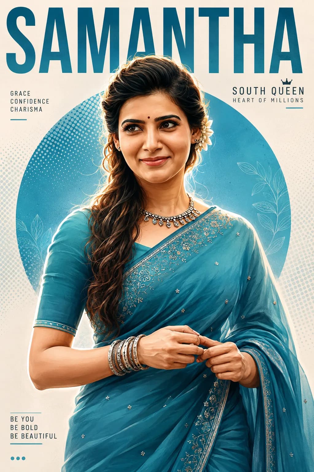 South Indian Woman AI Art Prompt: Modern Saree Poster Design